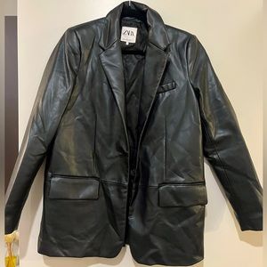 Black Leather Blazer - Zara